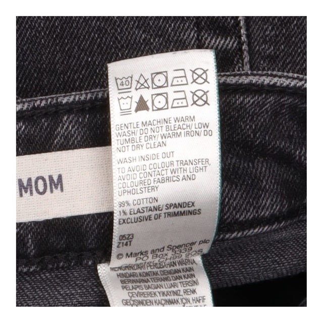 Jeans Mom High Waisted Tapered Black Washed Short 