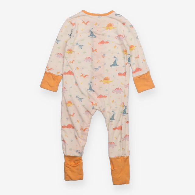 Sleepsuit zip cream dinos orange cuffs