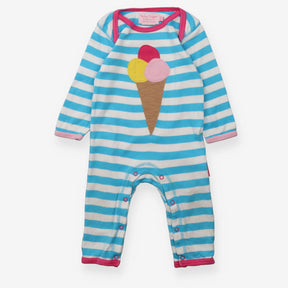Sleepsuit large blue white stripe icecream