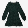 Tiered Dress Crew Neck Green with Black Floral pri