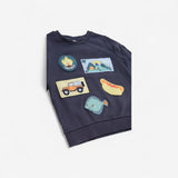 Sweater navy camping badges