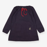 Naty Dress Long Sleeved Navy ABC Applique on Pocke