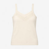Cream Knit Camisole with Pointelle Detail