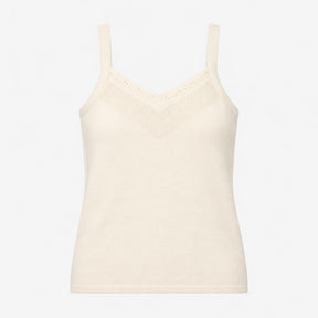 Cream Knit Camisole with Pointelle Detail