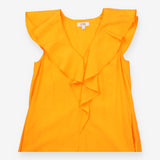 Dress Ruffle Front V-Neck Sleeveless Maxi Bright O