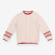 Sweater Knit White Red Aztec Sleeve