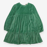 Dress Long Sleeve Tiered Velour Green