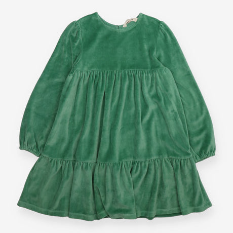 Dress Long Sleeve Tiered Velour Green