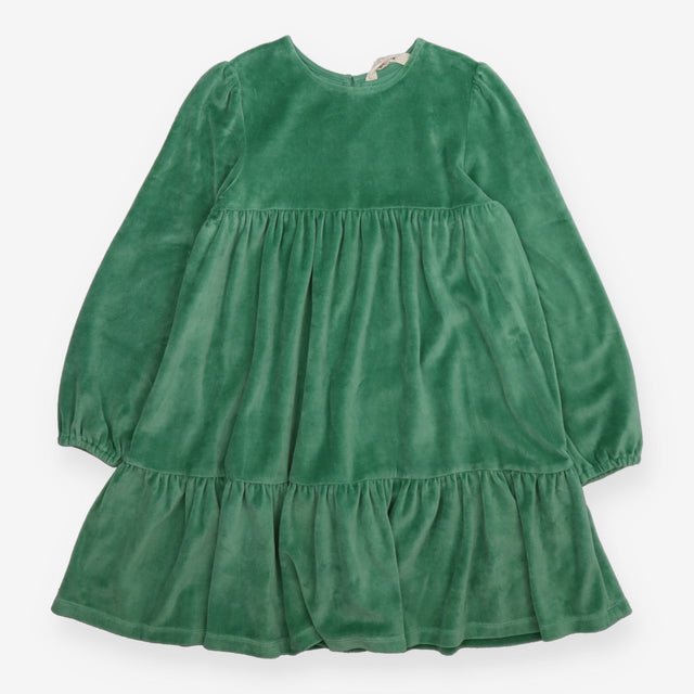 Dress Long Sleeve Tiered Velour Green