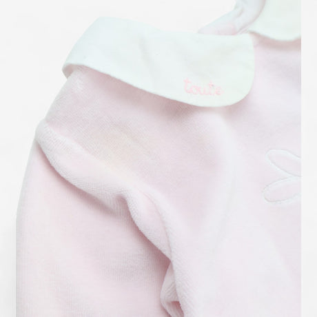 Sleepsuit velour pink collared bunnies