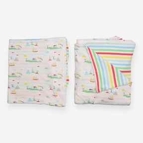 Cuddle-Up Jersey Rainbow Striped Cot Bed Duvet Set