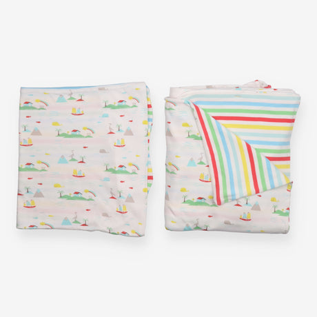 Cuddle-Up Jersey Rainbow Striped Cot Bed Duvet Set