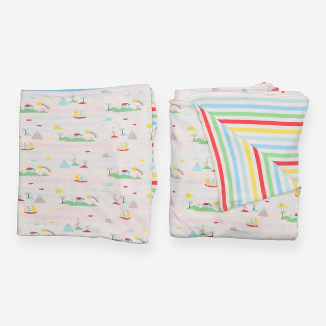Cuddle-Up Jersey Rainbow Striped Cot Bed Duvet Set