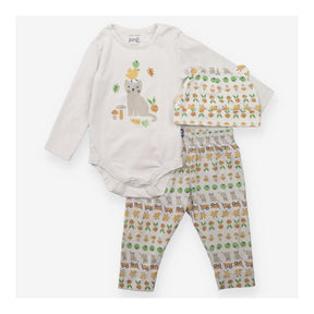 Outfit 3pc LS bodysuit leggings hat cat turnips