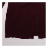 Longline Cardigan Burgundy Pointelle Knit Open Fro