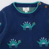 Romper knit blue dinosaurs