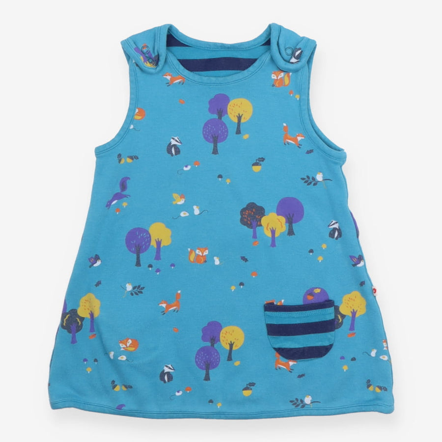 Reversible dress jersey blue forest and striped