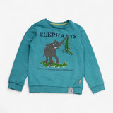 Sweatshirt Green Elephant Print