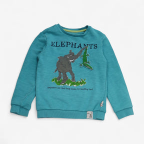 Sweatshirt Green Elephant Print