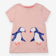 T-Shirt Pink with Sequin Penguins