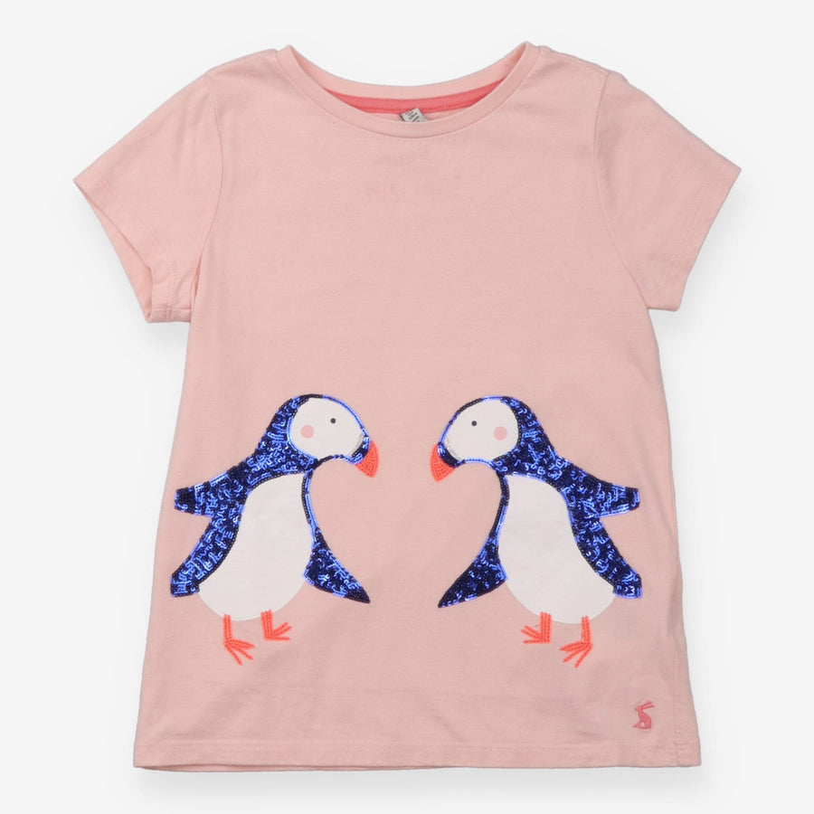T-Shirt Pink with Sequin Penguins
