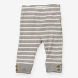 Grey and White Stripe Leggings and Baby Hat with L