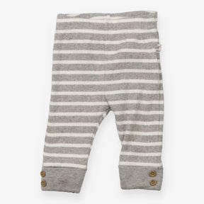 Grey and White Stripe Leggings and Baby Hat with L
