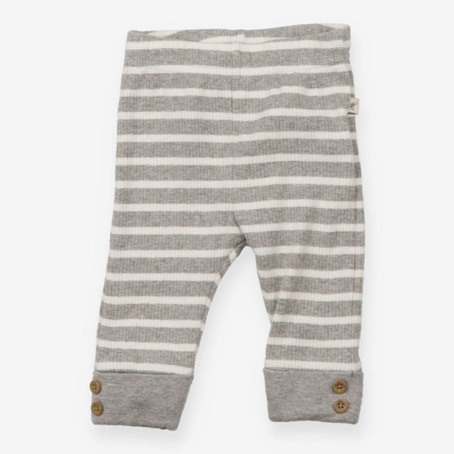 Grey and White Stripe Leggings and Baby Hat with L