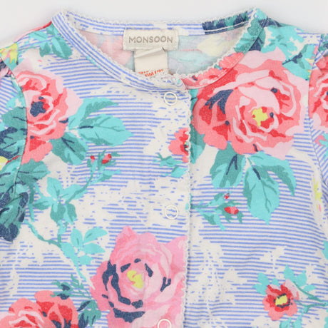 Blue Striped Floral Sleepsuit