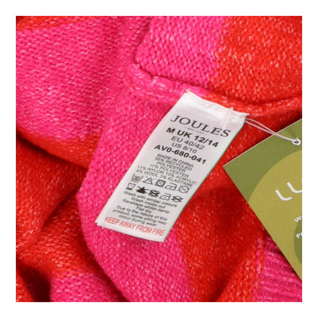 Joules Holly Pink & Red Stripe Knitted Crew Neck V