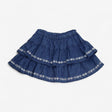 Skirt Denim Tiered with White Flowers