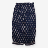  Navy Blue Ikat Geometric Print Wide Leg Tr