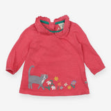 T-Shirt Long Sleeved Collared Pink Cat Applique