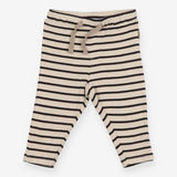 Beige and black striped leggings