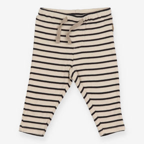 Beige and black striped leggings