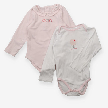 Bodysuit pink owl and hot air balloon 2pk
