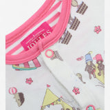 Sleepsuit White Animal Carnival with Pink Cuffs