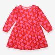 Long Sleeve Dress Red with Festive Pink Ornaments