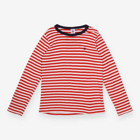 Tee red and White Strip with Navy Neckline