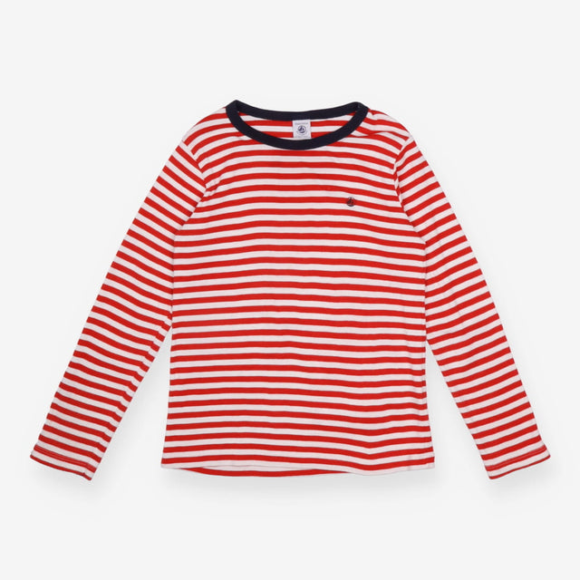 Tee red and White Strip with Navy Neckline