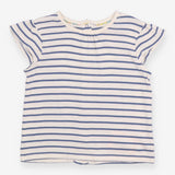 T-Shirt Short Sleeve Blue Stripe with Frill Sleeve