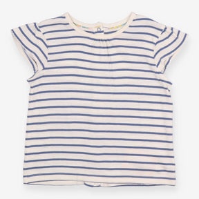 T-Shirt Short Sleeve Blue Stripe with Frill Sleeve