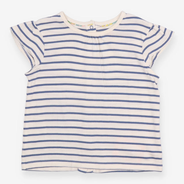 T-Shirt Short Sleeve Blue Stripe with Frill Sleeve