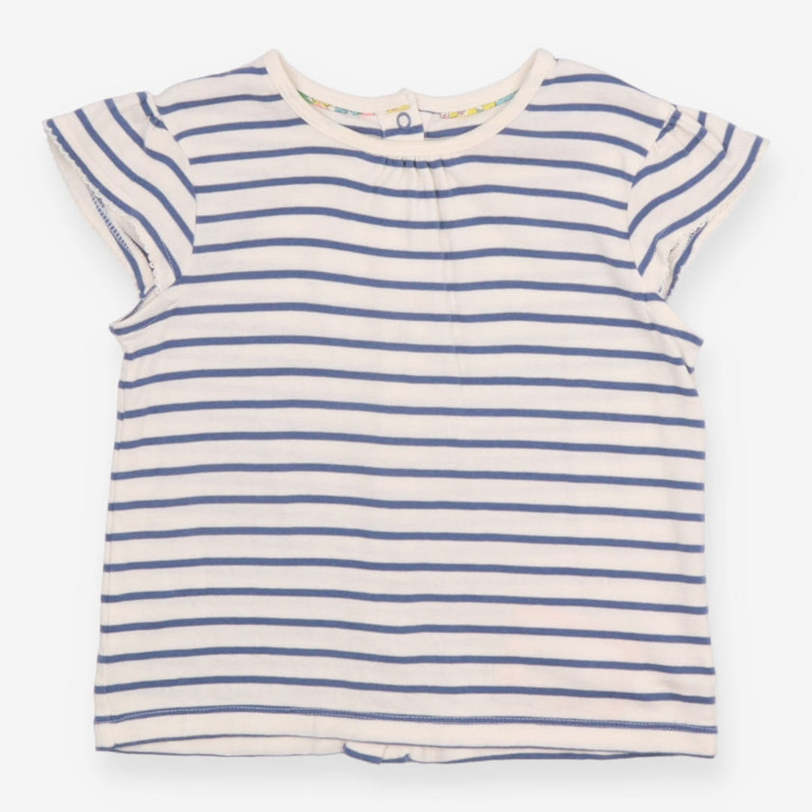 T-Shirt Short Sleeve Blue Stripe with Frill Sleeve