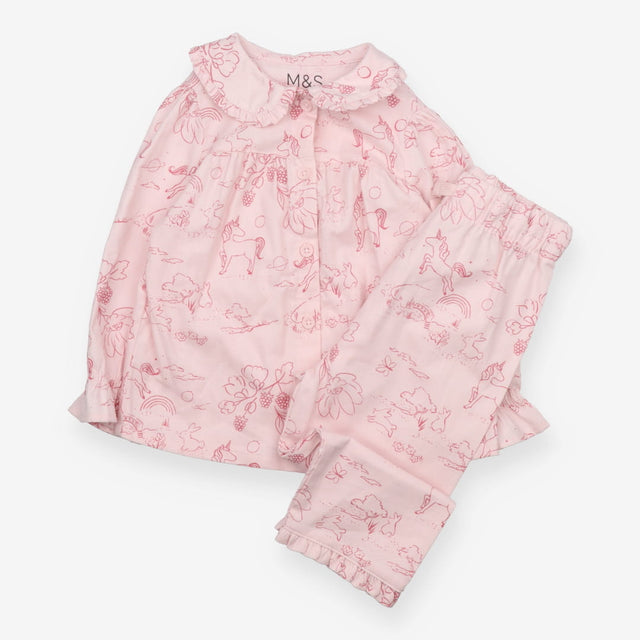 Pyjamas traditional style pink unicorns scene
