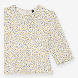 Midi Dress Cream Yellow Blue Ditsy Floral Tiered S