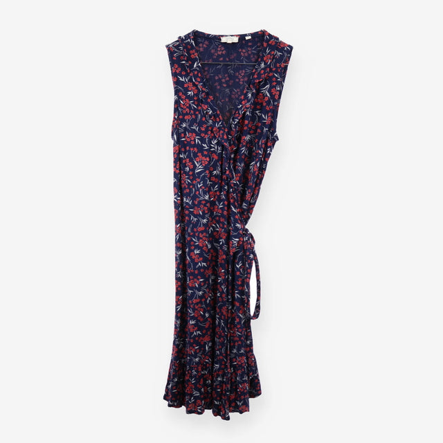 Navy Red Floral Sleeveless Wrap Mini Dress Summer 