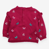 Sweatshirt pink frill shoulder flowers butterflies