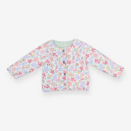 Reversible jacket floral green and white check