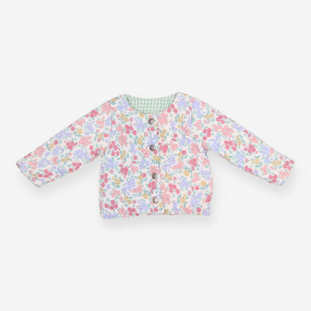 Reversible jacket floral green and white check